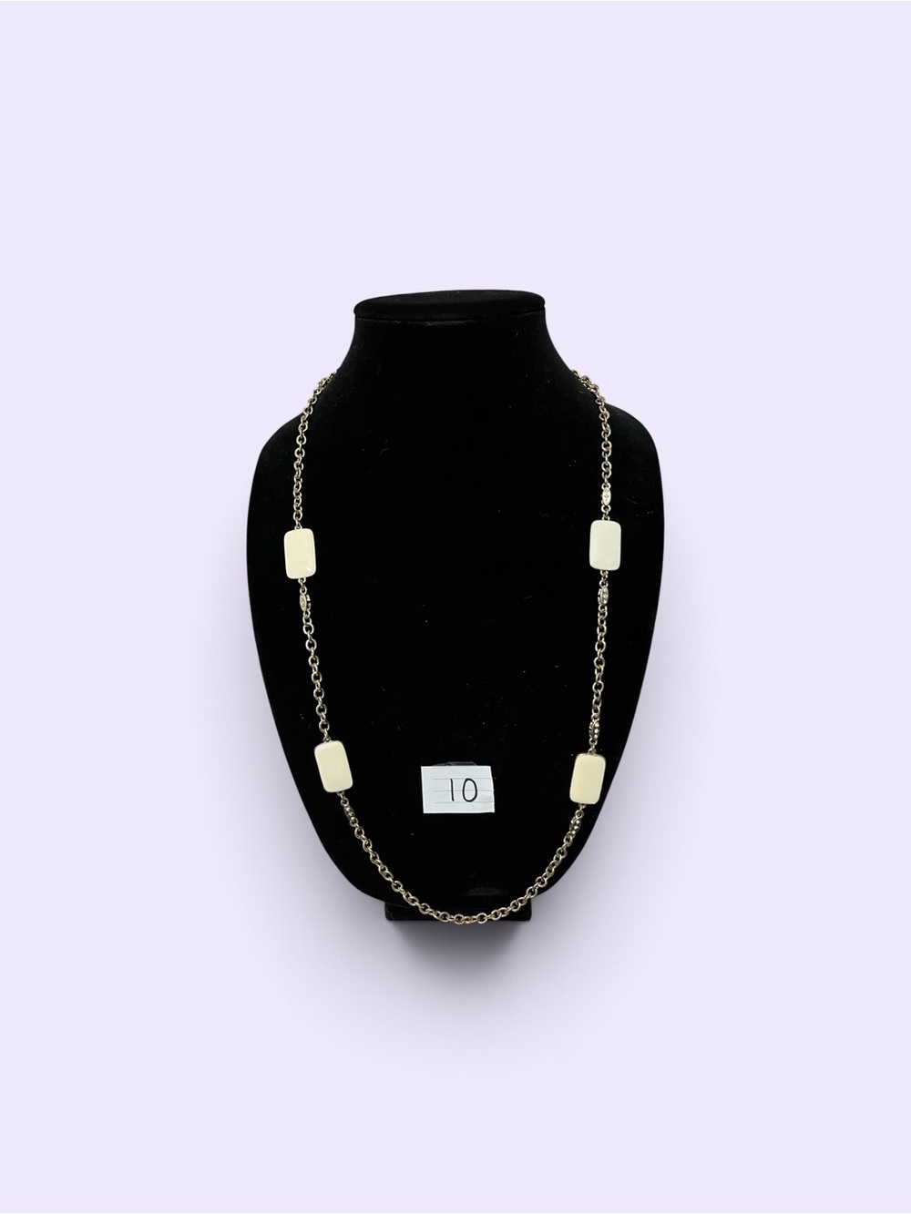 Ann Taylor Long Cream Bead Chain Necklace